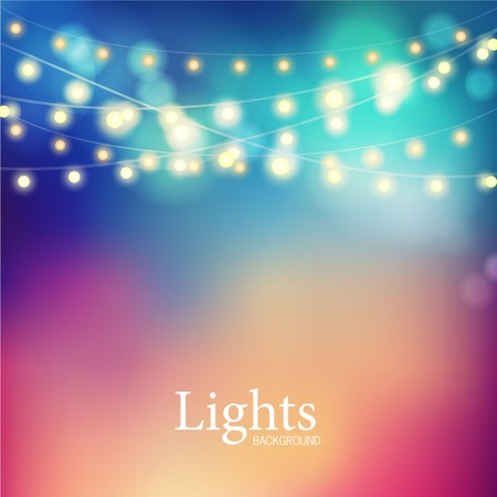 Beautiful Christmas abstract background. Bokeh garland glowing lights.のイラスト素材