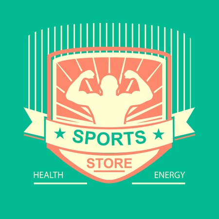 Set of various sports and fitness logo emblem graphics and icons. Shop sport productsのイラスト素材