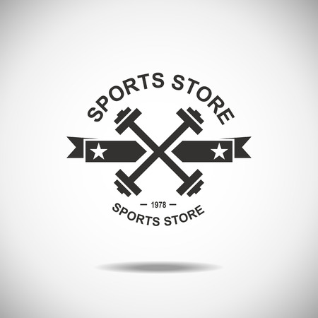 Set of various sports and fitness logo emblem graphics and icons. Shop sport productsのイラスト素材