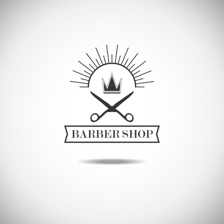 Vector set of retro barber shop labels, logo, badges and design element.のイラスト素材