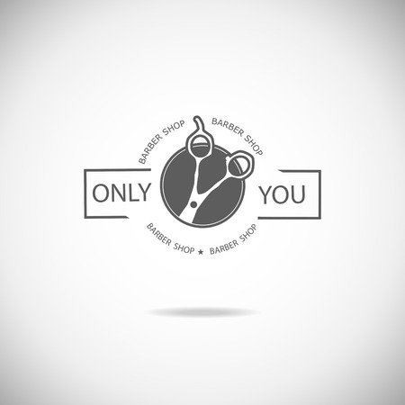 Vector retro barber shop label, badge and design element.のイラスト素材