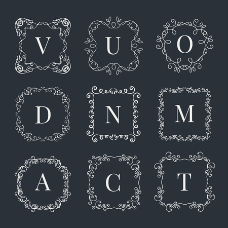 Elegant monochrome design templates. Set graphic design. Vector retro business design elementsのイラスト素材