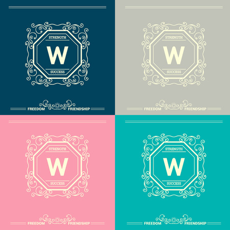 Monogram  luxury logo template with flourishes calligraphic elegant ornament elements. Luxury elegant design for cafe, restaurant, boutique, hotel, shop, store, heraldic, jewelry, fashionのイラスト素材