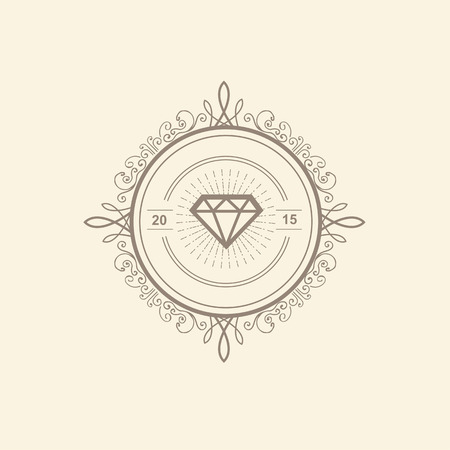 Monogram  luxury  template with flourishes calligraphic elegant ornament elements. Luxury elegant design for cafe, restaurant, boutique, hotel, shop, store, heraldic, jewelry, fashionのイラスト素材