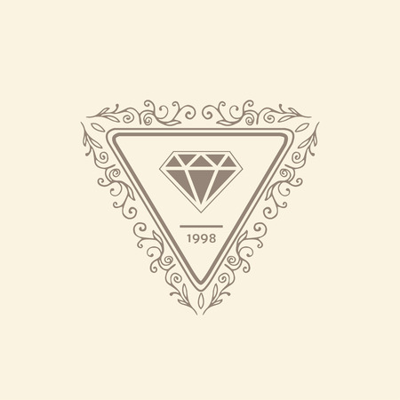 Monogram  luxury  template with flourishes calligraphic elegant ornament elements. Luxury elegant design for cafe, restaurant, boutique, hotel, shop, store, heraldic, jewelry, fashionのイラスト素材