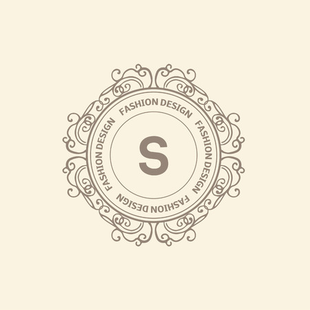 Monogram  luxury template with flourishes calligraphic elegant ornament elements. Luxury elegant design for cafe, restaurant, boutique, hotel, shop, store, heraldic, jewelry, fashionのイラスト素材