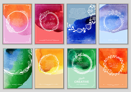 Set of Vintage Creative Cards with Hand Drawn Hipster Texturesのイラスト素材