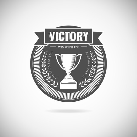 Set of vector winner, badges, emblems and design elements. Black icons Victory trophies and awardsのイラスト素材