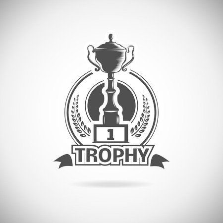Set of vector winner, badges, emblems and design elements. Black icons Victory trophies and awardsのイラスト素材