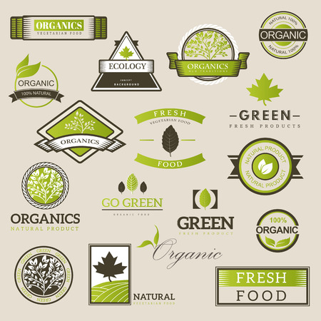 Organic food  ,labels and vector elements. Fresh and natural food.のイラスト素材