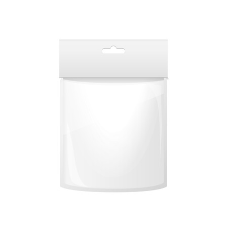 White paper packaging box with hanging hole. Packaging Productのイラスト素材