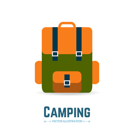 Backpack icon flat style. Travel and adventure. のイラスト素材