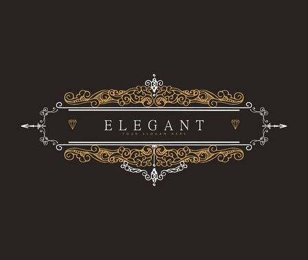 Monogram classic template with elegant ornament elements. Luxury elegant design for cafe, restaurant, boutique, hotel, shop, jewelry. retro elementsのイラスト素材