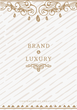 Monogram creative card template with flourishes ornament elements. Elegant design for cafe, restaurant, heraldic, jewelry, fashionのイラスト素材