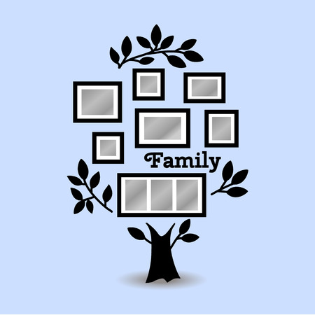 Memories tree with picture frames. Insert your photo into template frames. Collage vector illustrationのイラスト素材