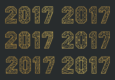 Decoration elements 2017 for Christmas in geometric styleのイラスト素材