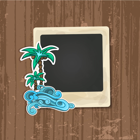 Photo frame Album template for kid, baby, family or memories. Scrapbook concept, vector illustration.のイラスト素材