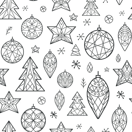 Merry Christmas and Happy New Year. Abstract line geometric and ornamental seamless patterns. Vector design templates. Collection for paper, wrapper, textile.のイラスト素材