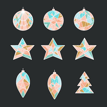 Decoration elements for Christmas in geometric styleのイラスト素材