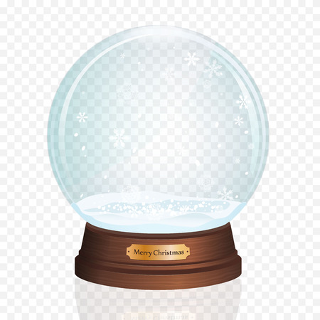Glass Toy. Snow realistic globe. Vector illustration. New year chrismas object.のイラスト素材
