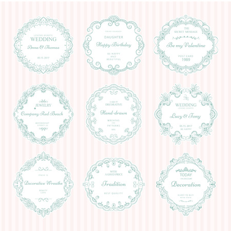 Collection of hand drawn wreaths.のイラスト素材