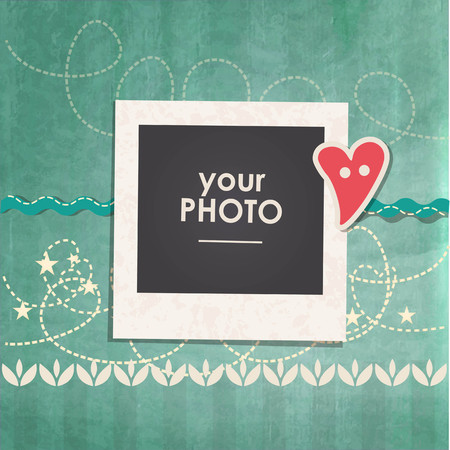 Frame Album template for kid, baby, family or memories. Scrapbook concept illustration.のイラスト素材