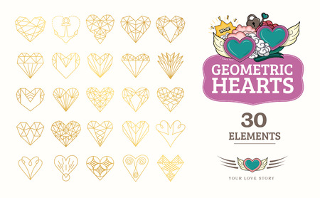 Line icons of heartのイラスト素材