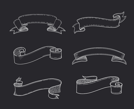 Ribbon vector illustration on black background.のイラスト素材