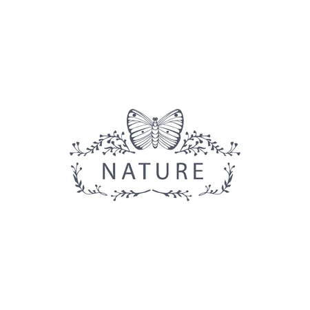 Flourish symbol icon design with butterfly.のイラスト素材