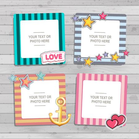 Decoration vector template frames. Photo frames you can use for kids picture or memories. Scrapbook design concept. Insert your picture.のイラスト素材