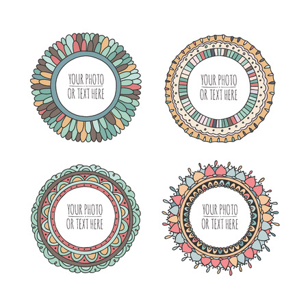 Circular picture frame image illustrationのイラスト素材