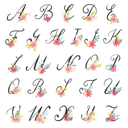 Beautiful floral lettersのイラスト素材