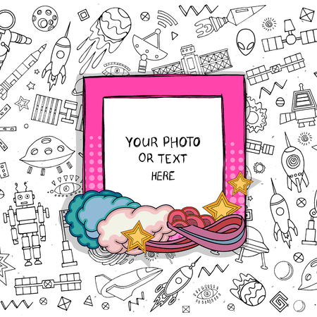 Cartoon template frame isolated on a white backgroundのイラスト素材