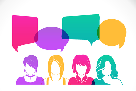 Women avatar profile picture set. Businessman, coworkers, team, think, Question. Idea Brainstorm Business concept vector illustrationのイラスト素材