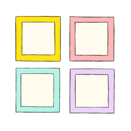Cartoon Art Styles. Decorative comic vector template frames. Those photo frames you can use for kids picture, funny photos, card and memories. Scrapbook design concept. Insert your picture.のイラスト素材