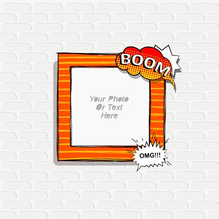 Cartoon Art Styles. Decorative comic vector template frames. Those photo frames you can use for kids picture, funny photos, card and memories. Scrapbook design concept. Insert your picture.のイラスト素材