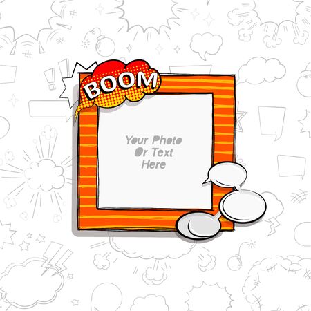 Cartoon Art Styles. Decorative comic vector template frames. Those photo frames you can use for kids picture, funny photos, card and memories. Scrapbook design concept. Insert your picture.のイラスト素材