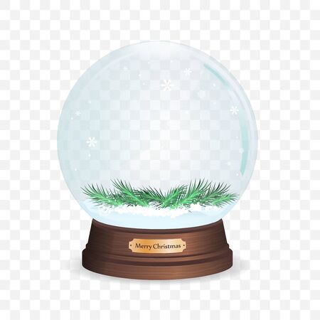 Realistic ball for gifts. Merry Christmas and Happy New Year. Snow and glass christmas decoration.のイラスト素材
