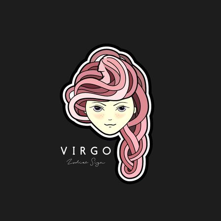 Vector illustration of a girl with beautiful hair. Zodiac sign, prediction, future, astrology. Fortune telling and magic in the universe.のイラスト素材