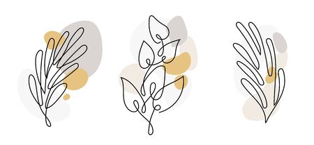 Leaf line art.のイラスト素材