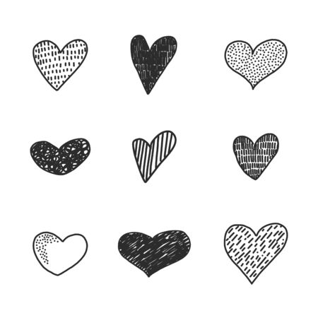 Set line illustration for hearts.のイラスト素材