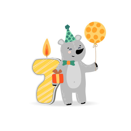 Invitation for a child party. Happy birthday card template. Vector illustration.のイラスト素材