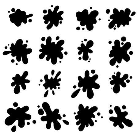 Set of blob shape collection. Set of organic amoeba, irregular black blob shape vector illustration. Abstract irregular form. Spot, bubble blotch, deform drip in flat style.のイラスト素材