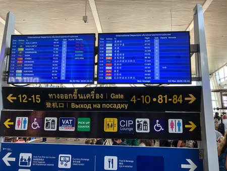 Bangkok, Thailand - March 2, 2020: Phuket airport, the people at the airport, coronavirus.のeditorial素材