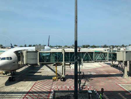 Bangkok, Thailand - March 2, 2020: Phuket airport, the people at the airport, coronavirus.