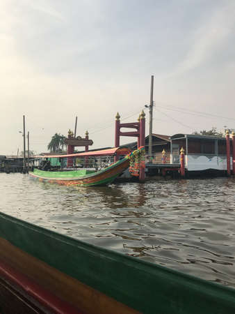 Bangkok, Thailand - February 9, 2020: view from the Chao Phraya River on the city through the eyes of a touristのeditorial素材