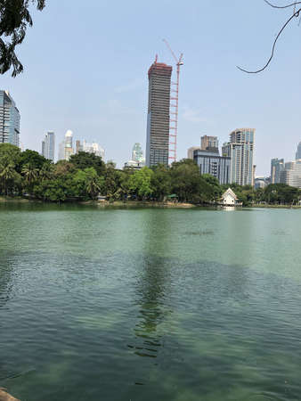 Bangkok, Thailand - February 9, 2020: Lumphini Park in downtown Bangkok in Thailand through the eyes of a touristのeditorial素材