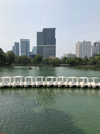 Bangkok, Thailand - February 9, 2020: Lumphini Park in downtown Bangkok in Thailand through the eyes of a touristのeditorial素材