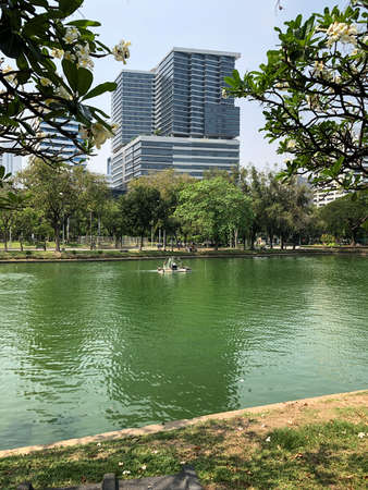 Bangkok, Thailand - February 9, 2020: Lumphini Park in downtown Bangkok in Thailand through the eyes of a touristのeditorial素材