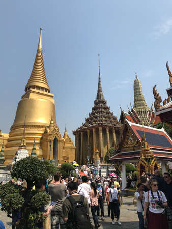 Bangkok, Thailand - February 10, 2020: Grand Palace, the royal palace and temple complex in Bangkok, Thailand, many touristsのeditorial素材